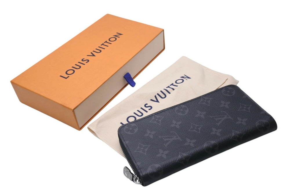 LOUIS VUITTON Zippy Wallet Vertical Long Monogram Eclipse Black